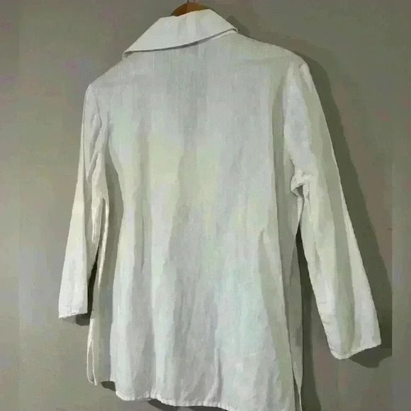 Talbots White Top Shirt Ivory Beads V Neck - Picture 3 of 4